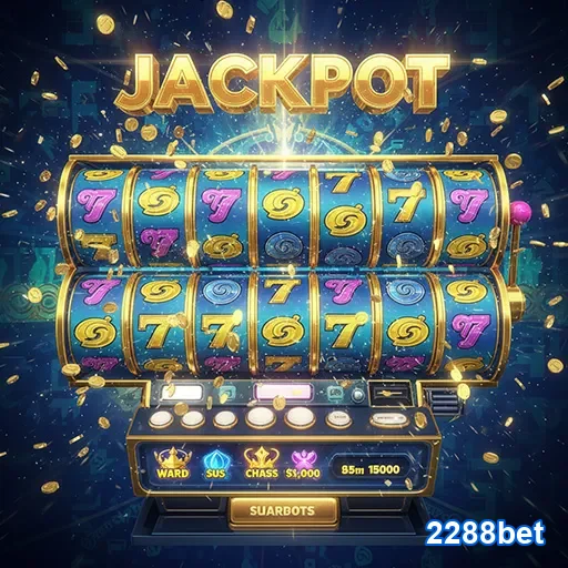 Imagem de uma máquina de caça-níqueis com o logo 2288bet, destaque para jogos de slots online no site 2288bet